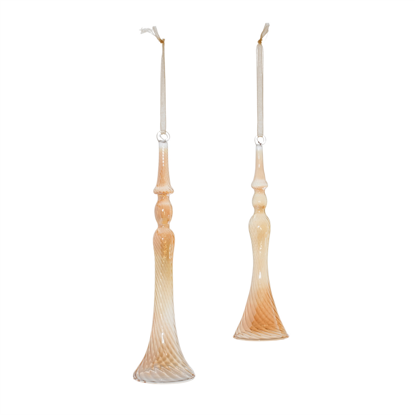 Amber Ombre Swirl Glass Drop Ornament (Set of 12) -Ship Only