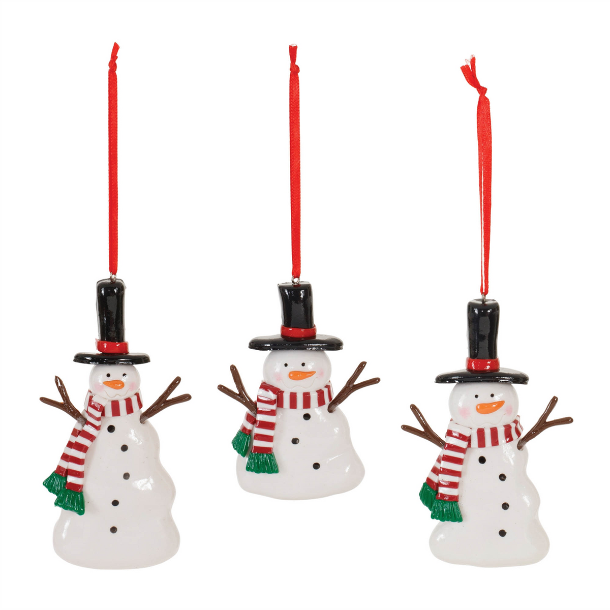 Snowman Ornament (Set of 24) 3"H, 4"H, 4.25"H Clay Dough -Ship Only
