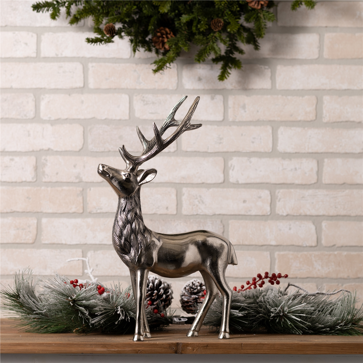 Etched Aluminum Deer Statue 17.5"H -Ship Only