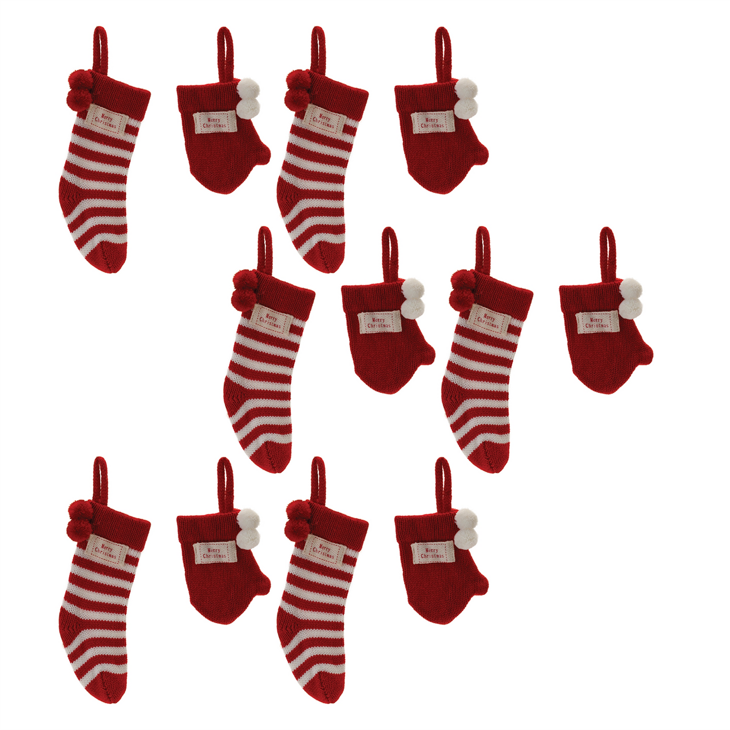 Knit Stocking and Mitten Sentiment Ornament (Set of 12) -Ship Only