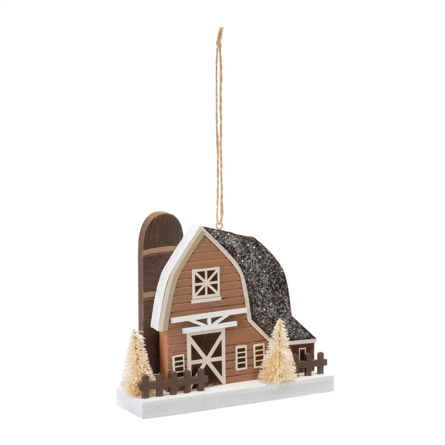 Glittered Barn Ornament (Set of 6) -Ship Only