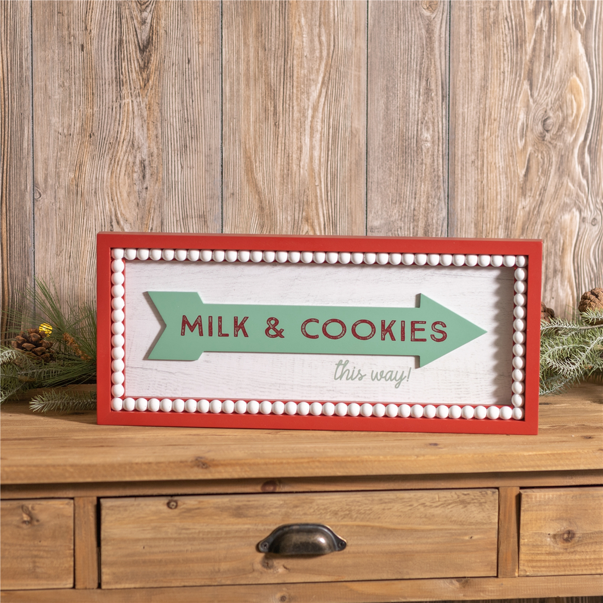 Framed Milk and Cookies Wall Sign 19.5"L -Ship Only