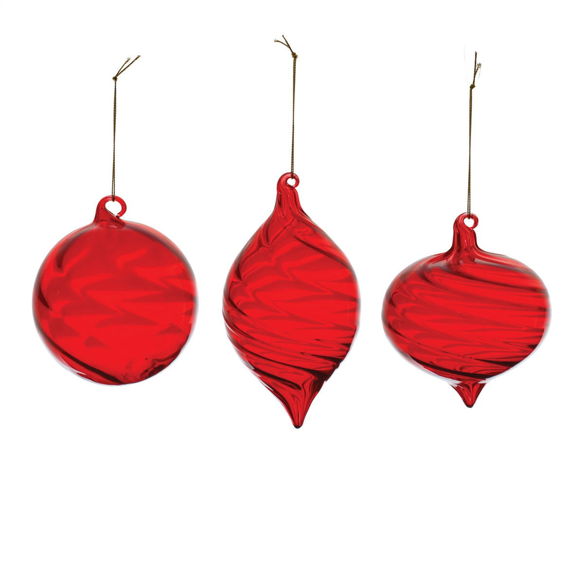 Red Swirl Glass Ornament (Set of 6) -Ship Only