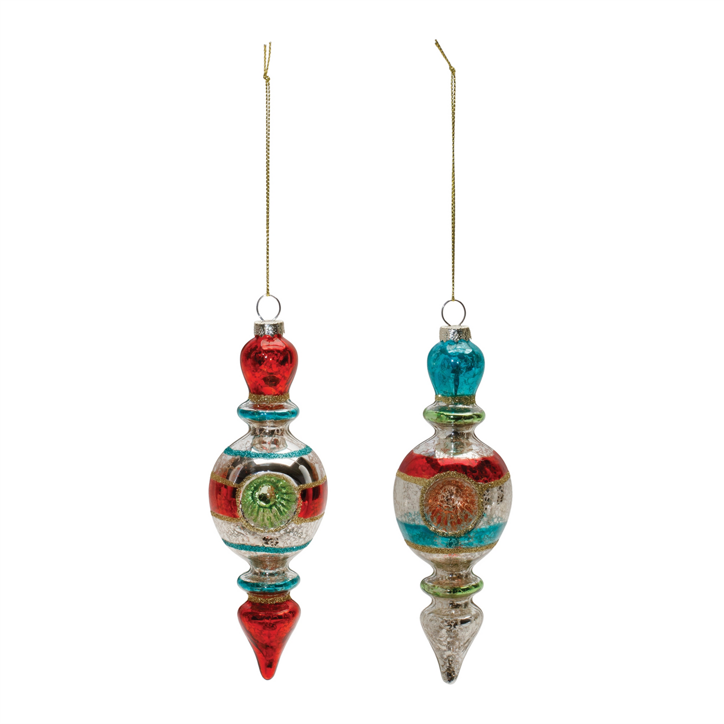 Reflector Drop Ornament (Set of 12) 6.75”H Glass -Ship Only