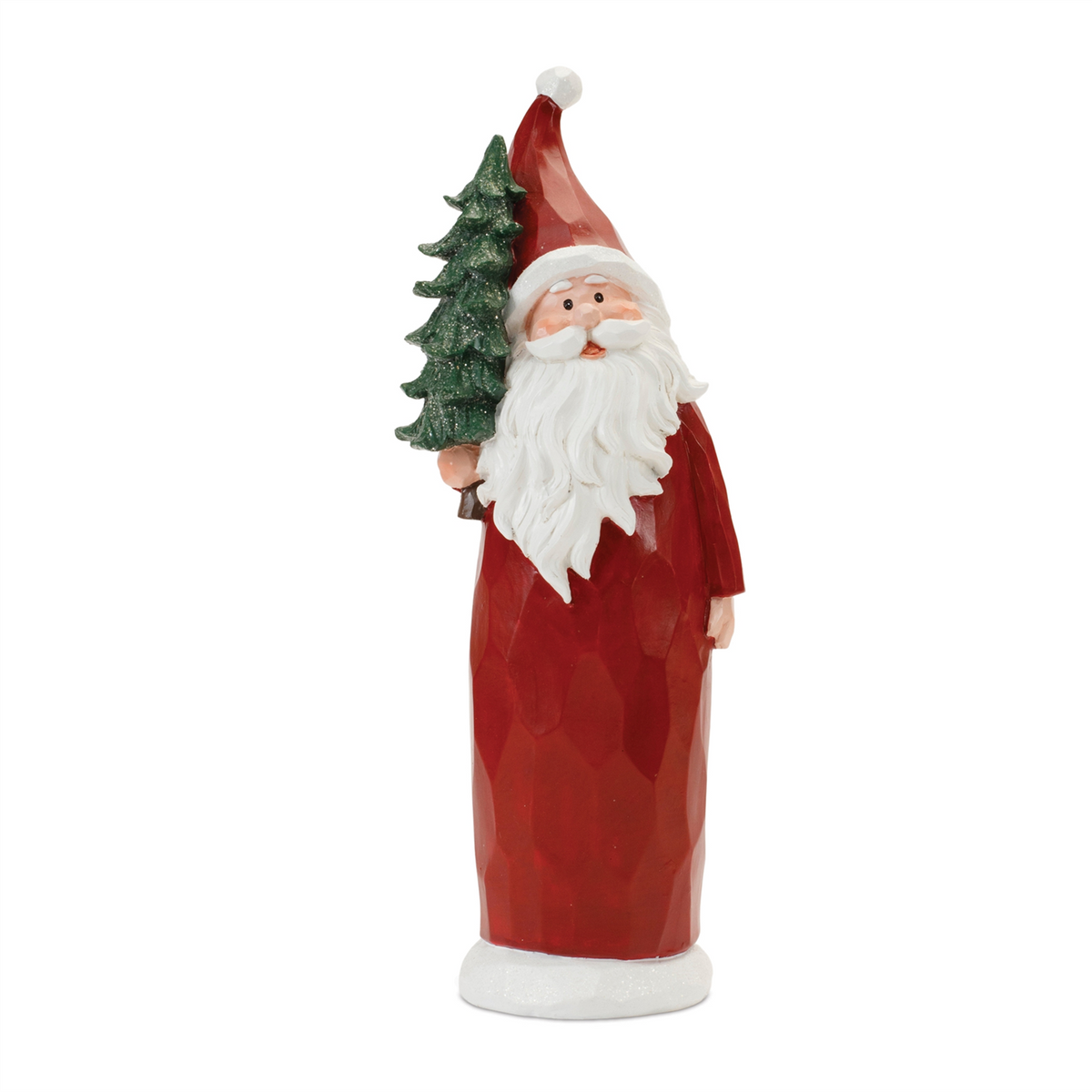 Carved Santa with Glittered Pine (Set of 2) -Ship Only
