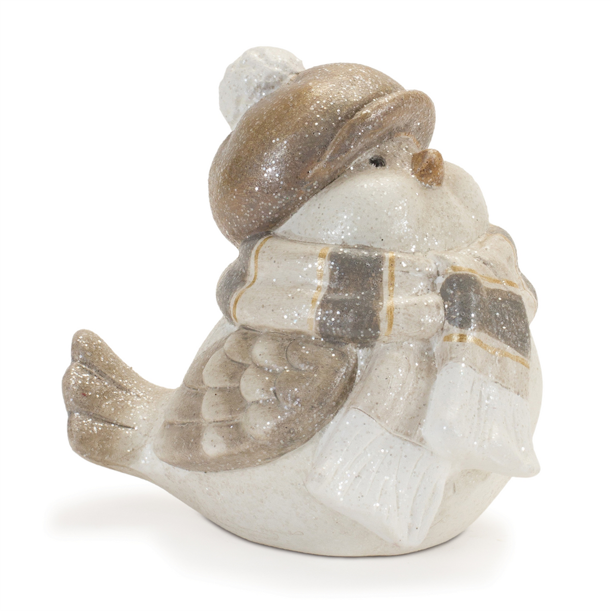 Glittered Winter Bird with Hat (Set of 4) -Ship Only