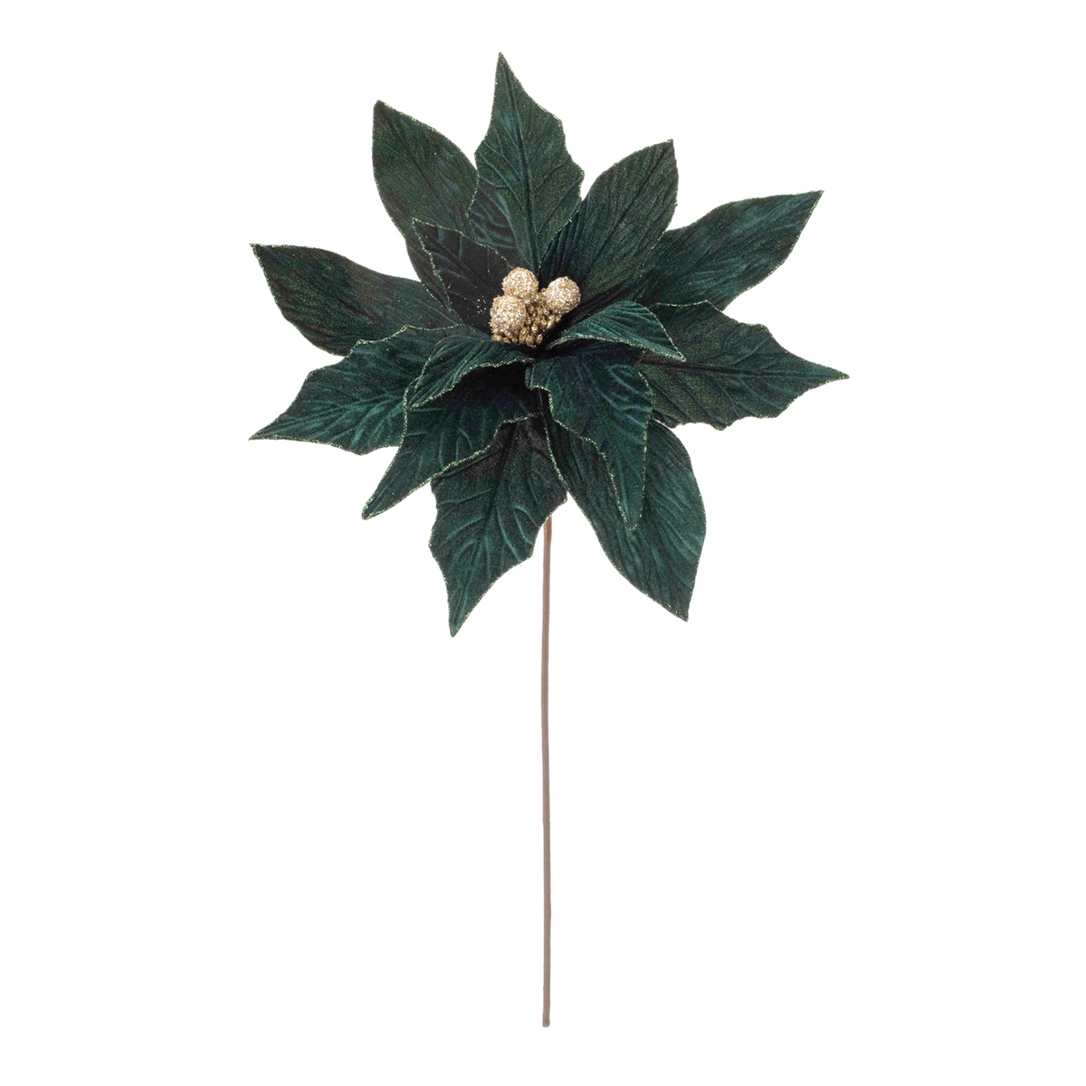 Forest Green Poinsettia Stem (Set of 2) -Ship Only