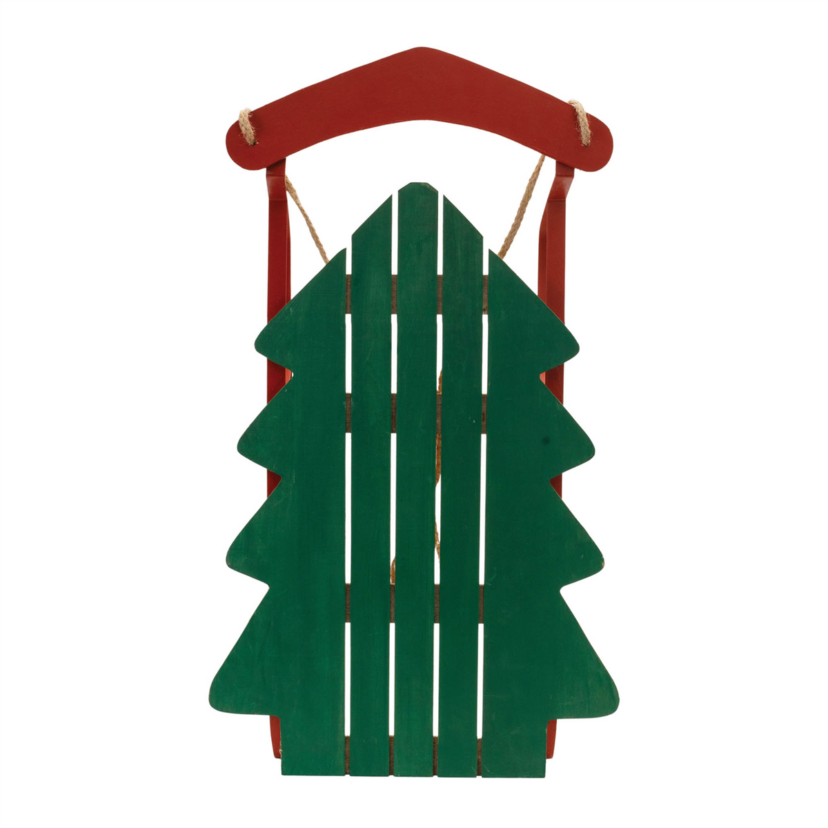 Wood Pine Tree Sled Decor 29.5"H -Ship Only
