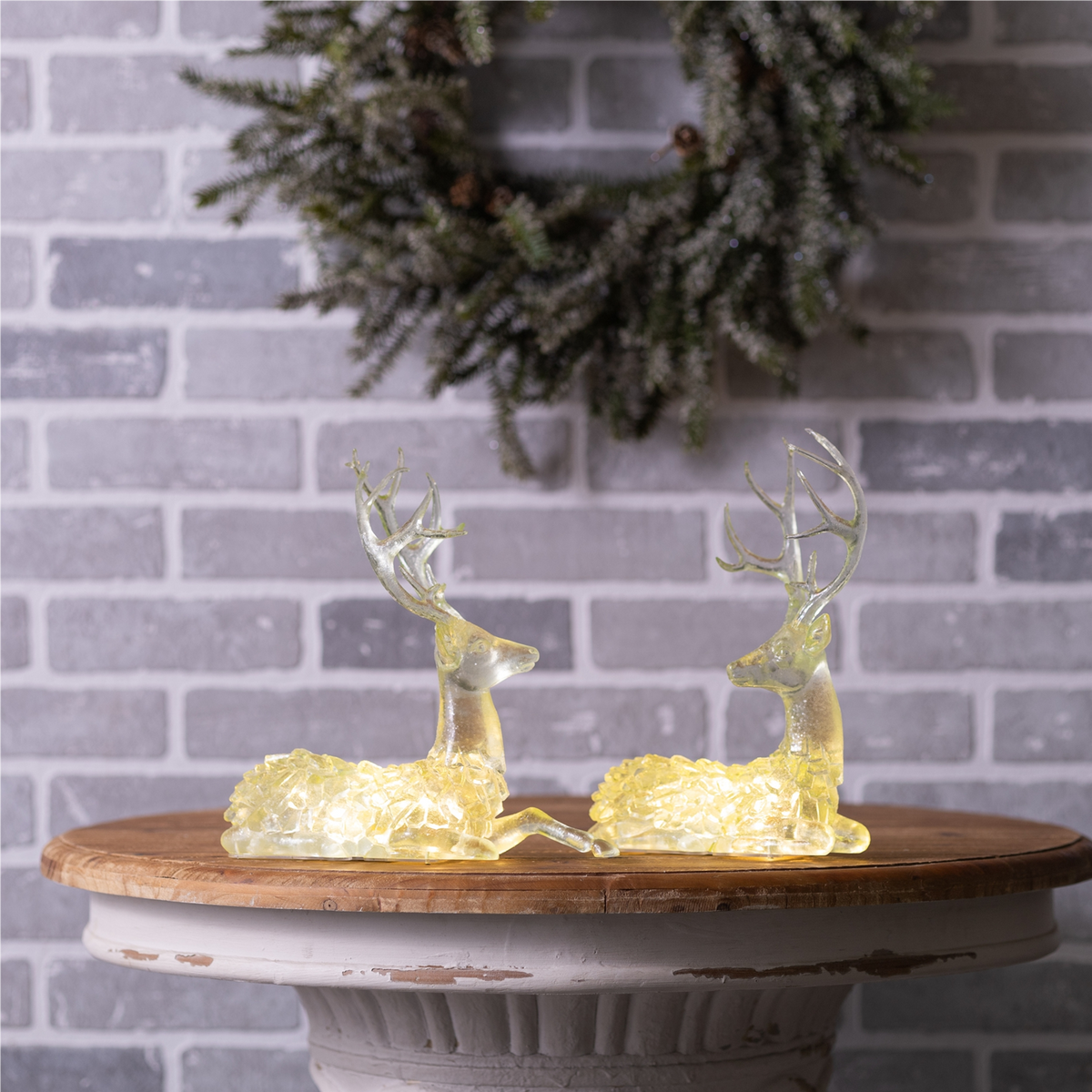 Deer (Set of 2) 10”H Resin 2 AAA Batteries, Not Included -Ship Only