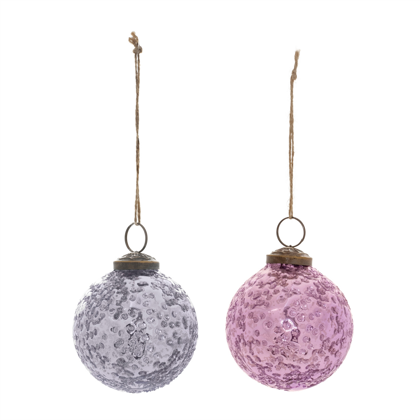 Distressed Glass Ball Ornament (Set of 6) -Ship Only
