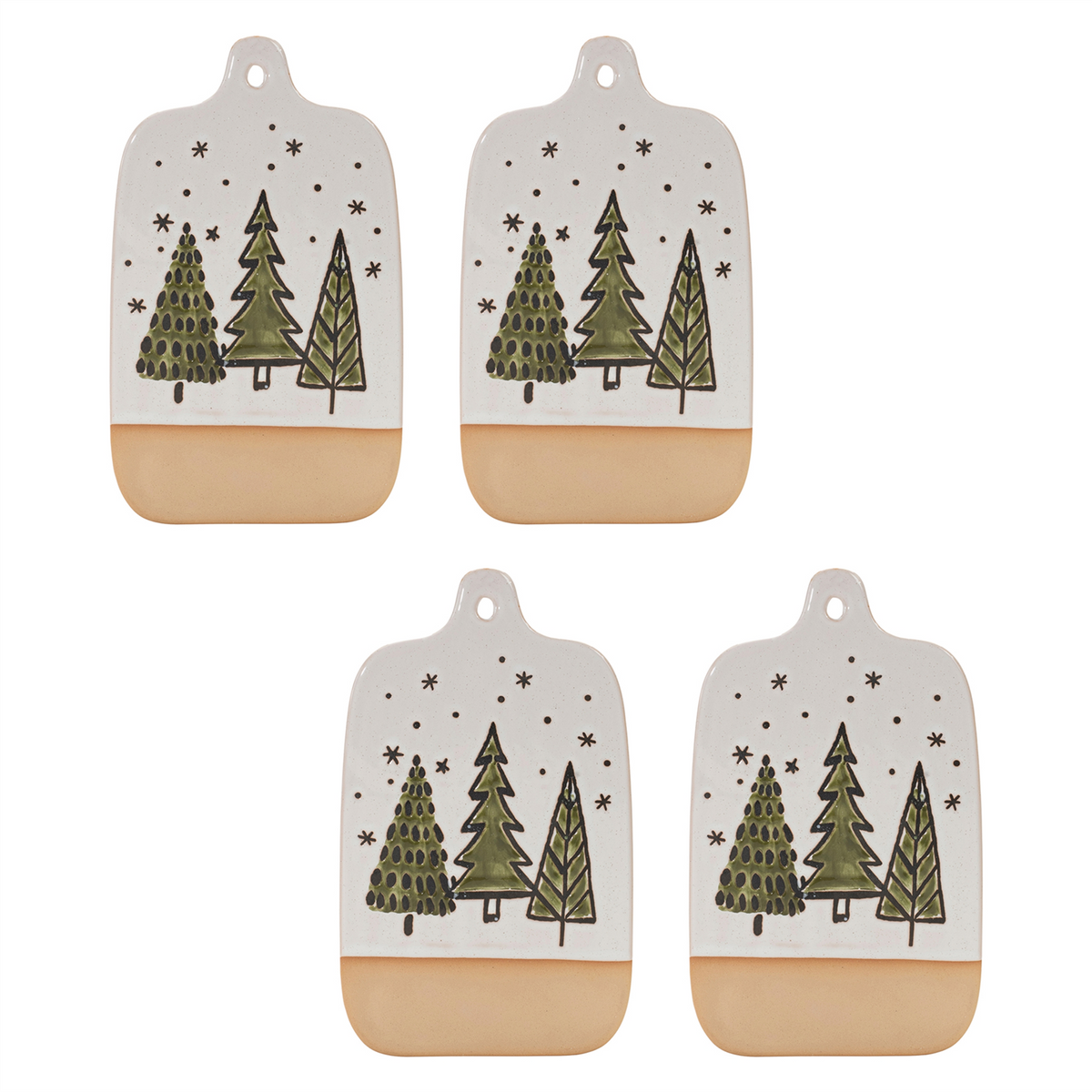 Ceramic Pine Tree Cutting Board Tray (Set of 4) -Ship Only