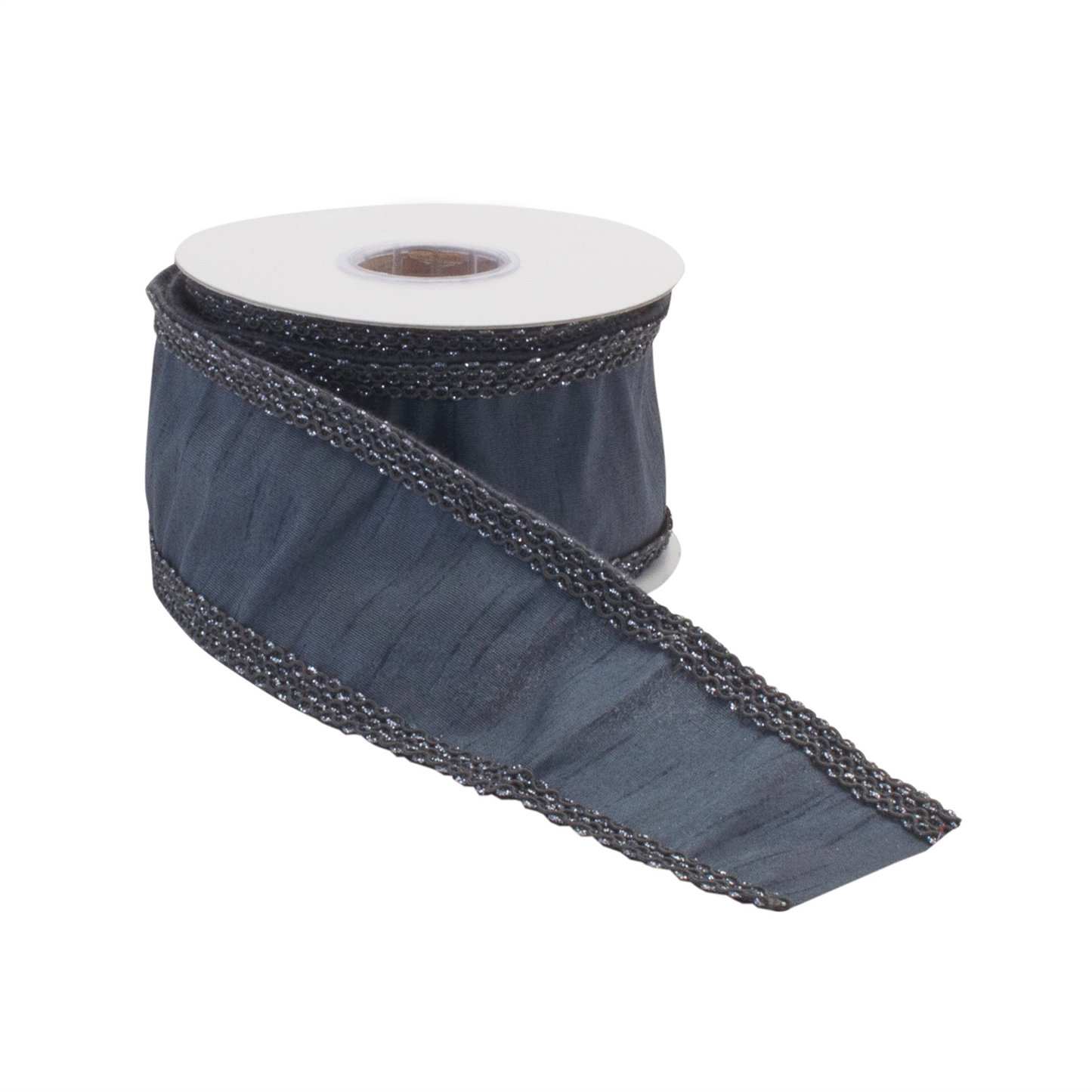 Dark Grey Glitter Wired Ribbon (Set of 2) -Ship Only