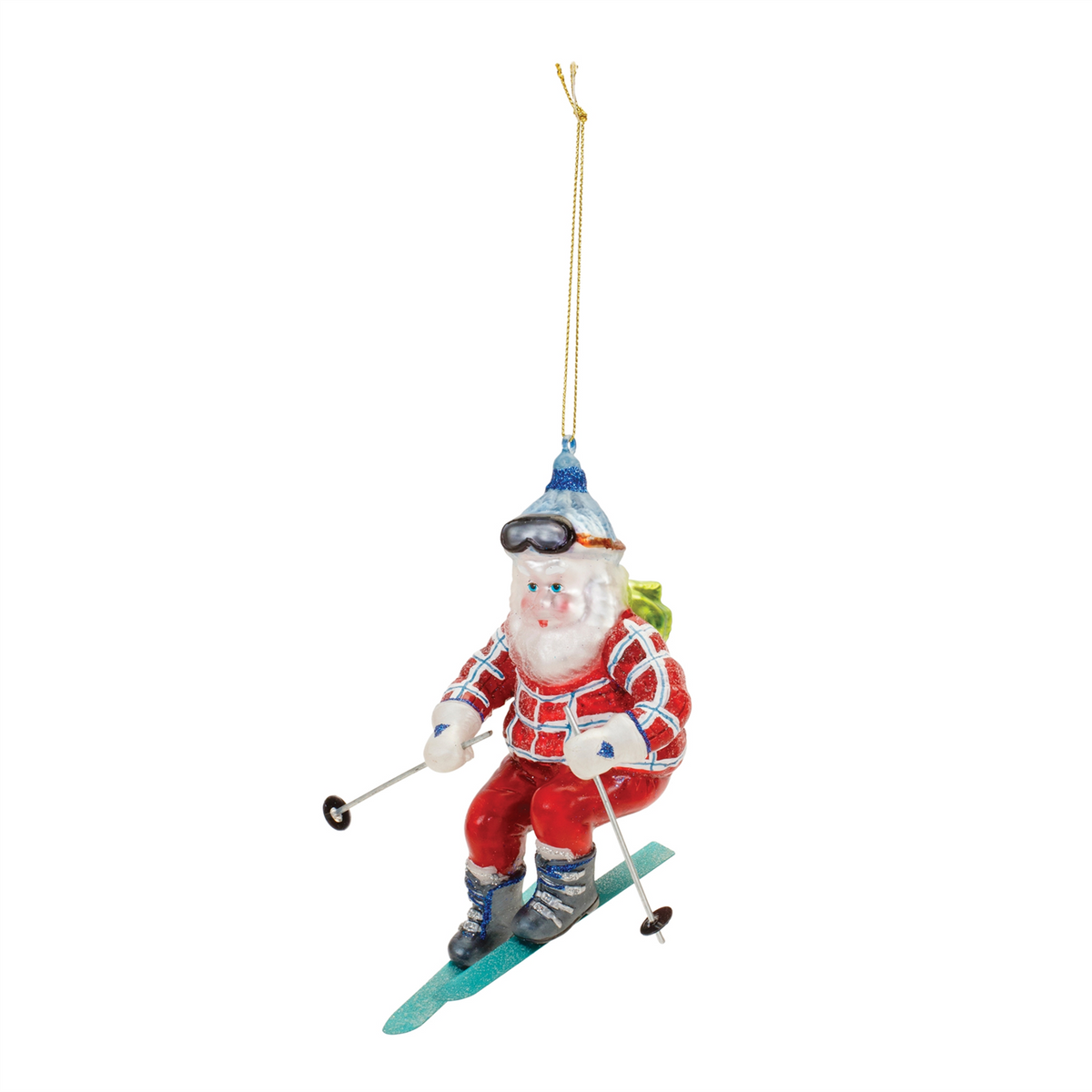 Glass Ski Santa Ornament (Set of 6)
