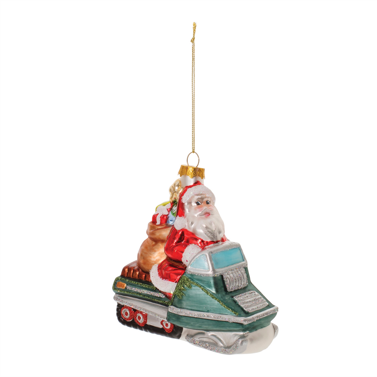 Glass Snowmobile Santa Ornament (Set of 6) -Ship Only