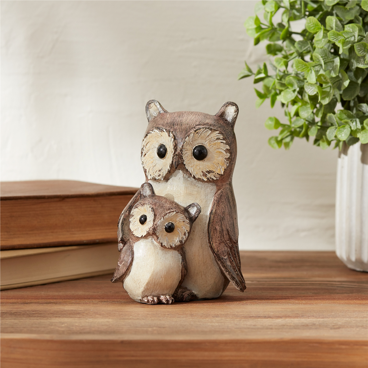 Woodland Owl with Baby Figurine (Set of 4) -Ship Only