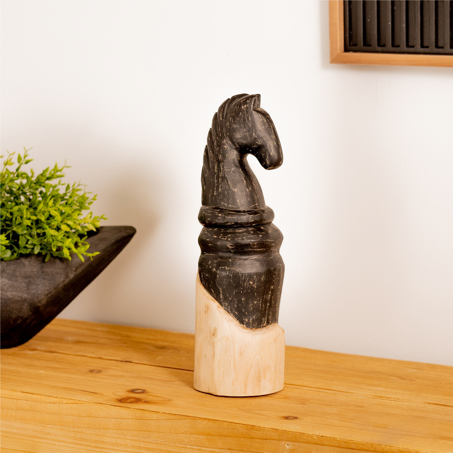 Mango Wood Knight Chess Piece Sculpture (Set of 2) -Ship Only