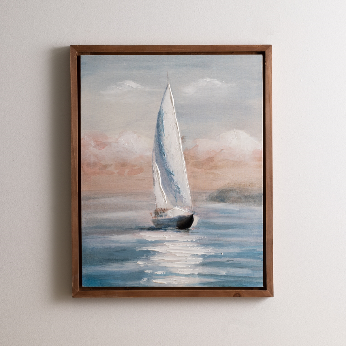 Framed Sailboat Print 19"L x 23.5"H Wood/Canvas -Ship Only