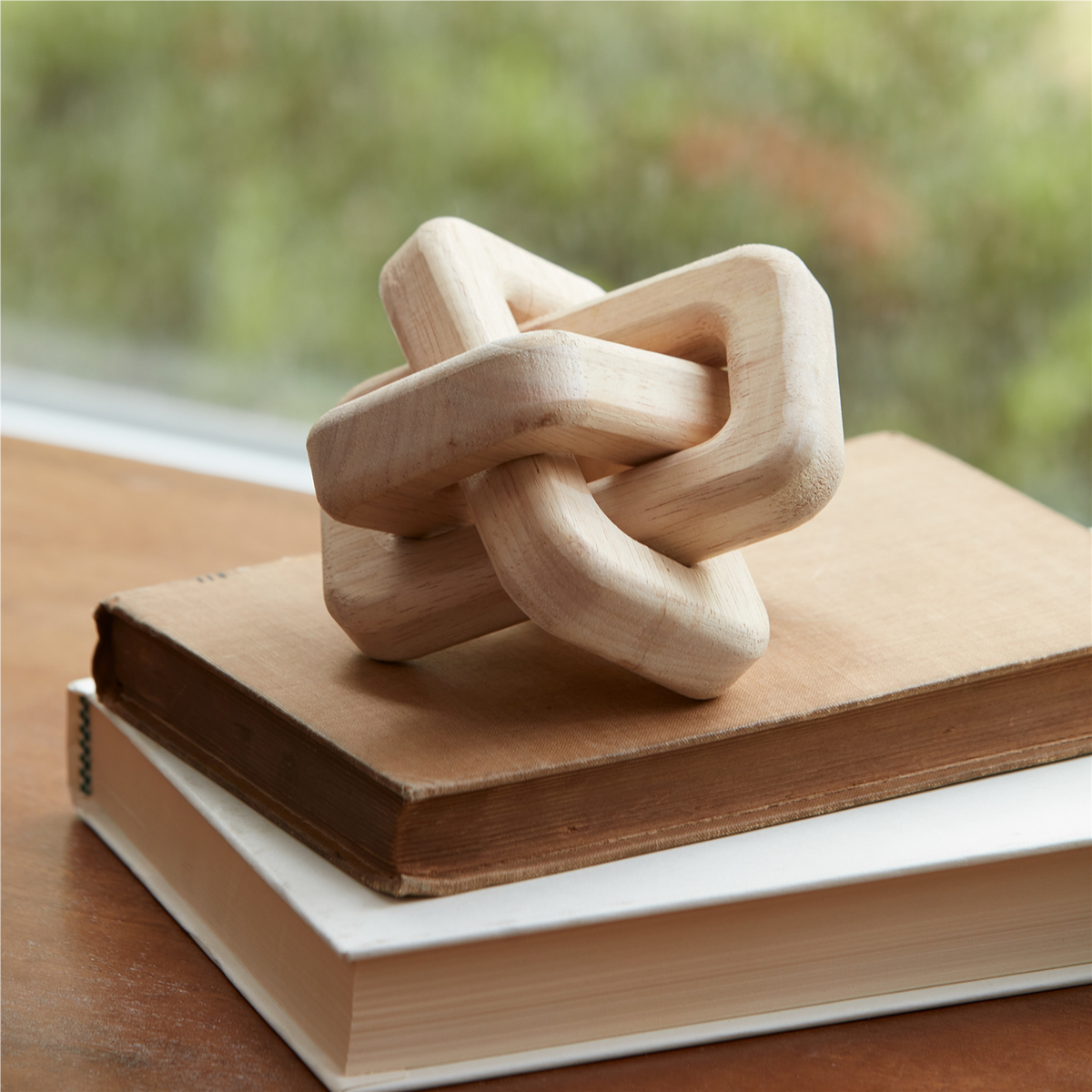 Square Linked Décor (Set of 3) 4.5"L x 3"H Wood -Ship Only