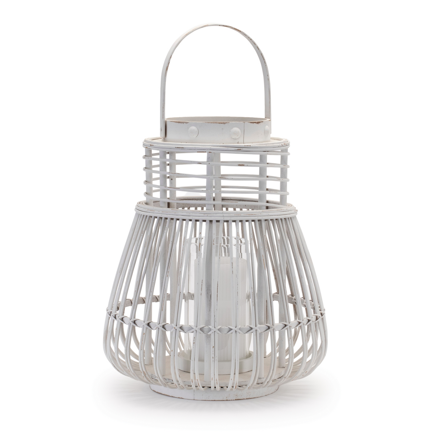Woven Rattan Lantern 14.5"H -Ship Only