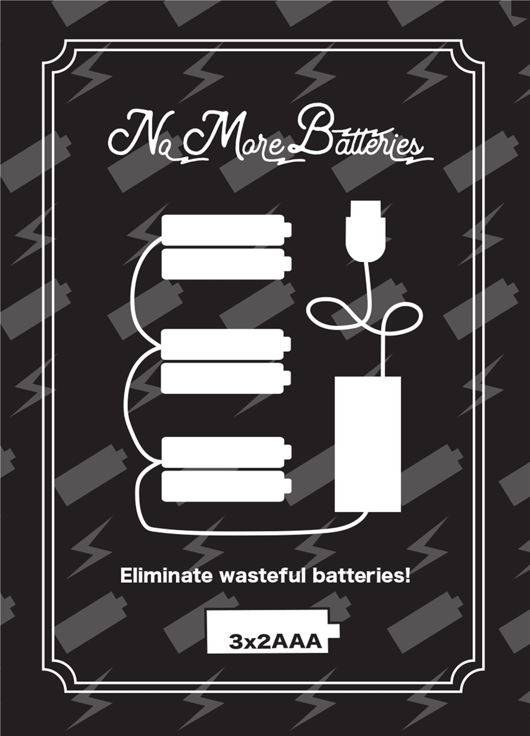 No More Batteries 2 AAA Replacement w/ 3 to 1 Connector (Set of 2) -Ship Only