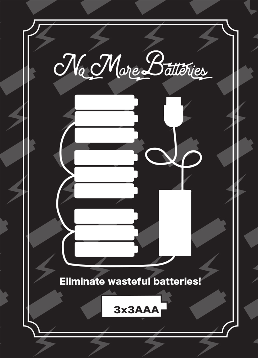 No More Batteries 3 AAA Replacement w/ 3 to 1 Connector (Set of 2) -Ship Only