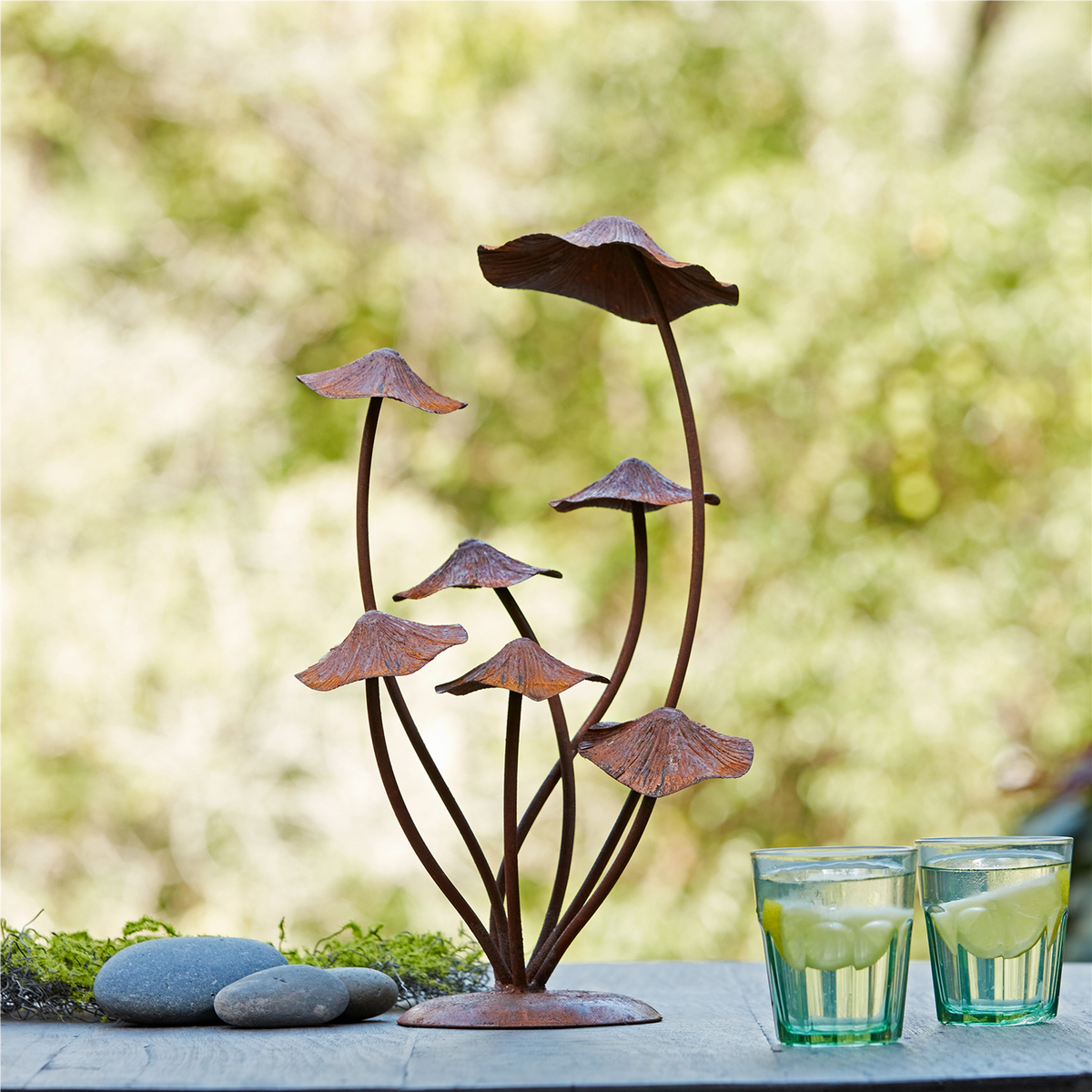Bronze Metal Mushroom Garden Accent 17"H -Ship Only