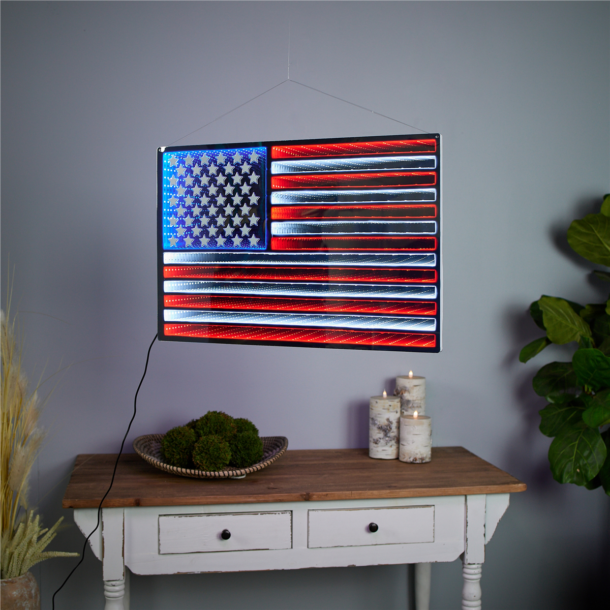 Hanging American Flag Ekko Light Display 23"L -Ship Only