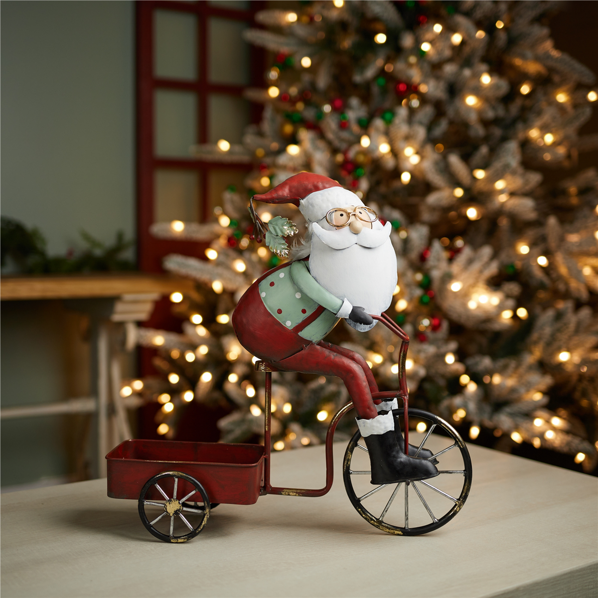Whimsical Santa Riding Bike -Ship Only