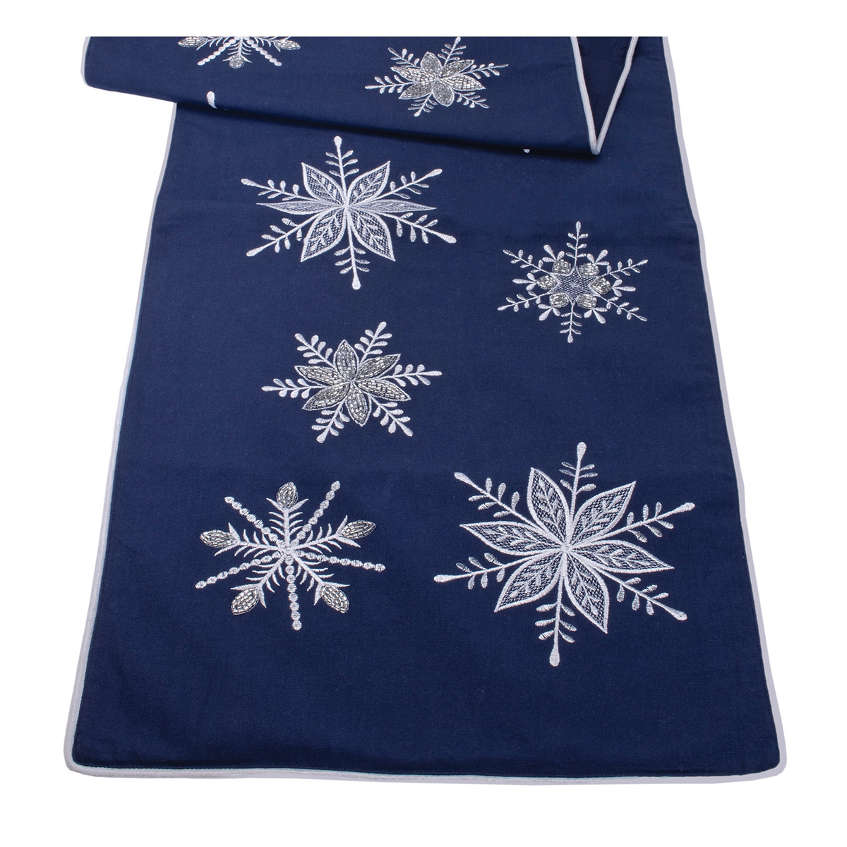 Embroidered Snowflake Table Runner 72"L -Ship Only