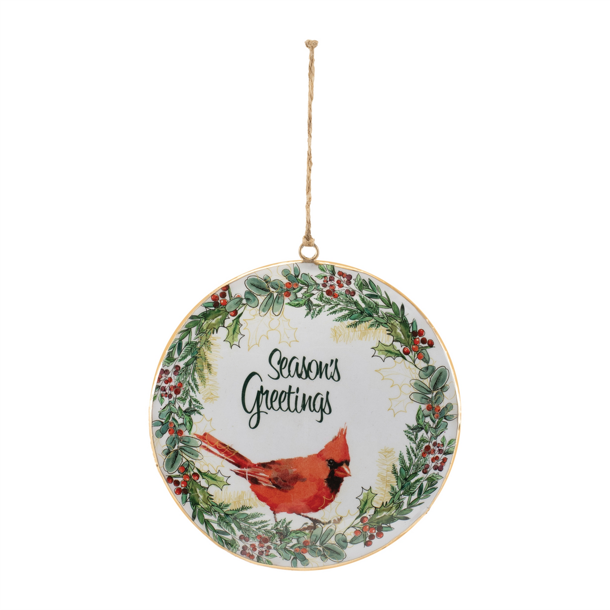 Seasons Greetings Cardinal Disc Ornament (Set of 6) -Ship Only