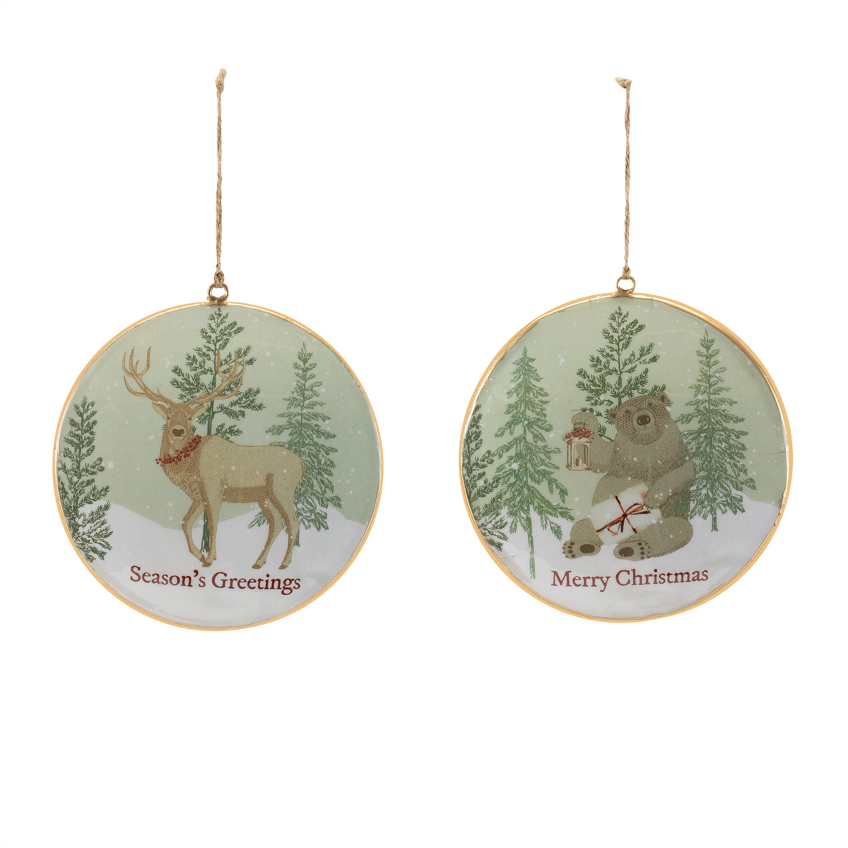 Woodland Christmas Sentiment Disc Ornament (Set of 6) -Ship Only