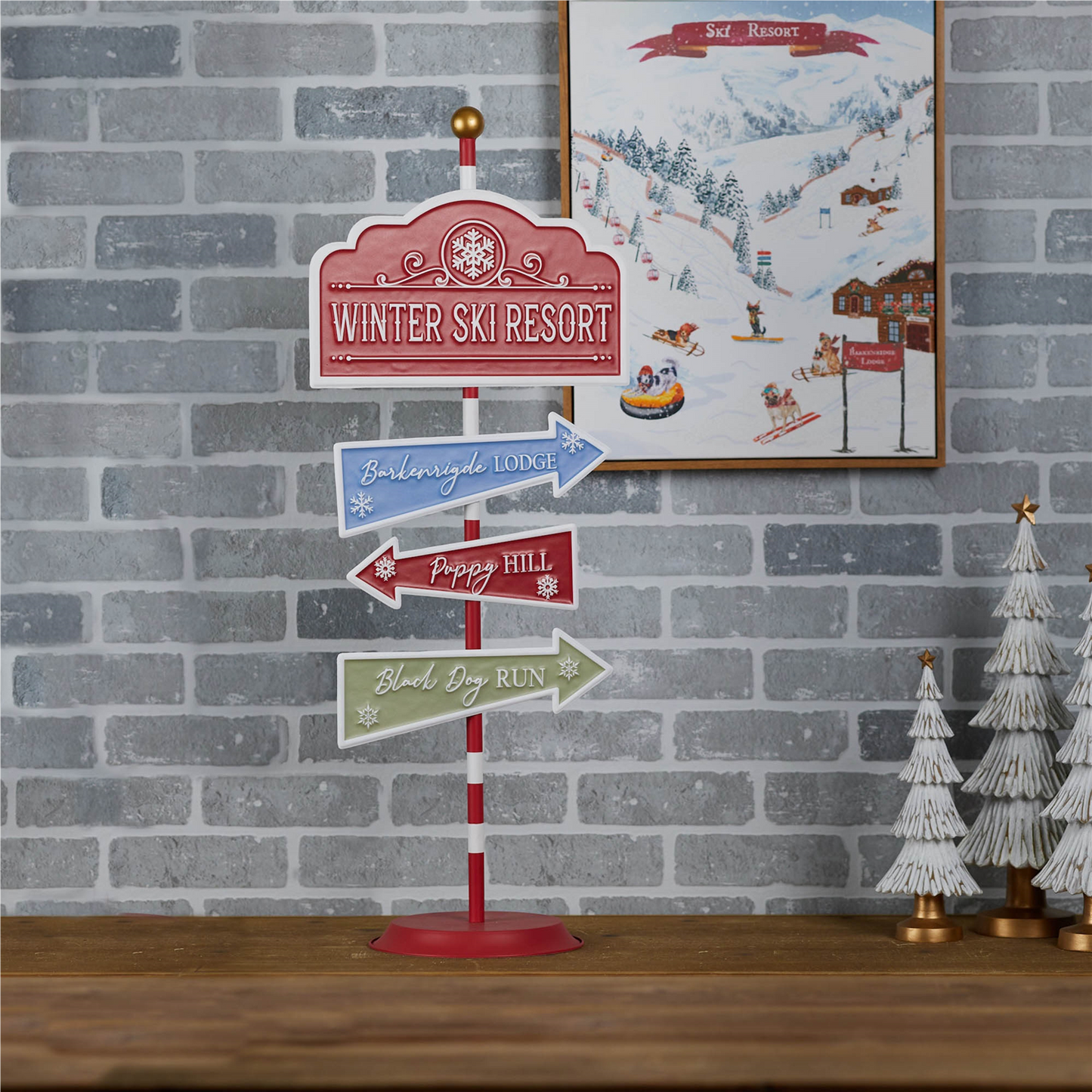Dog Ski Resort Sign 33.5"H -Ship Only