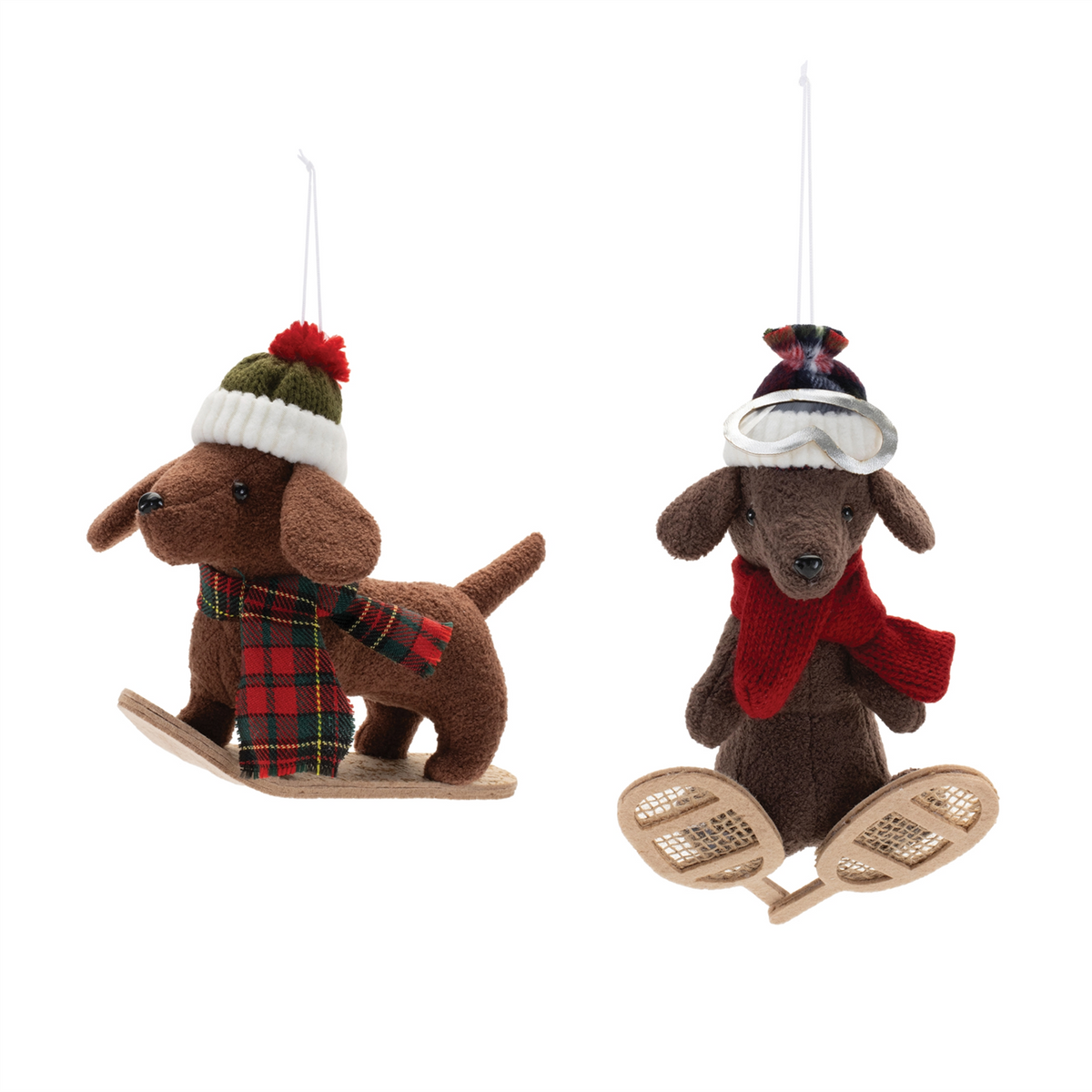Plush Ski and Snowboard Dog Ornament (Set of 6) -Ship Only