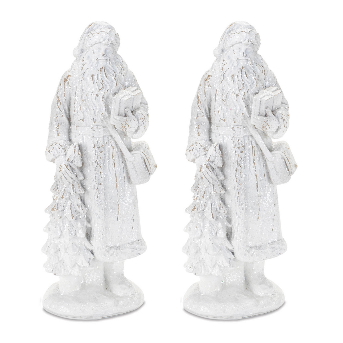 Glittered Santa Figurine (Set of 2) -Ship Only