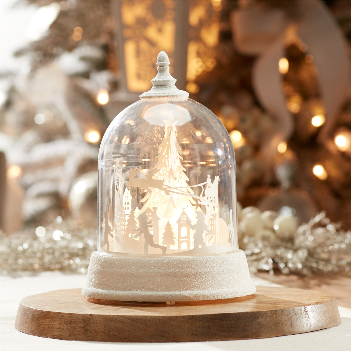 LED Rotating Santa's Sleigh Globe 8.5"H