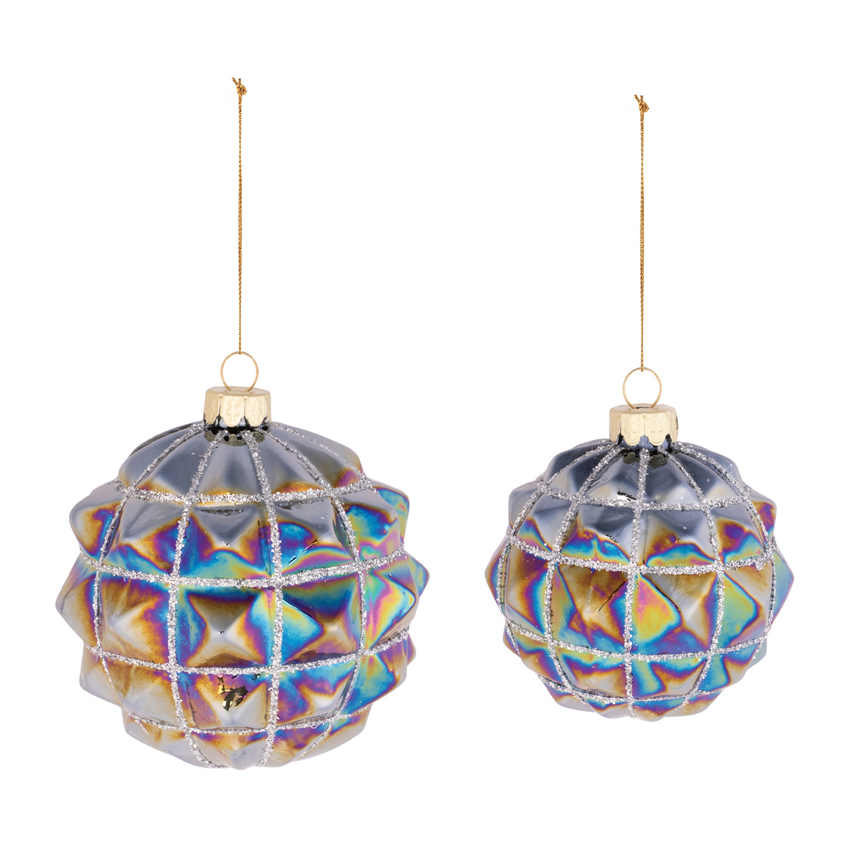 Ball Ornament (Set of 6) 3"D, 4"D Glass -Ship Only