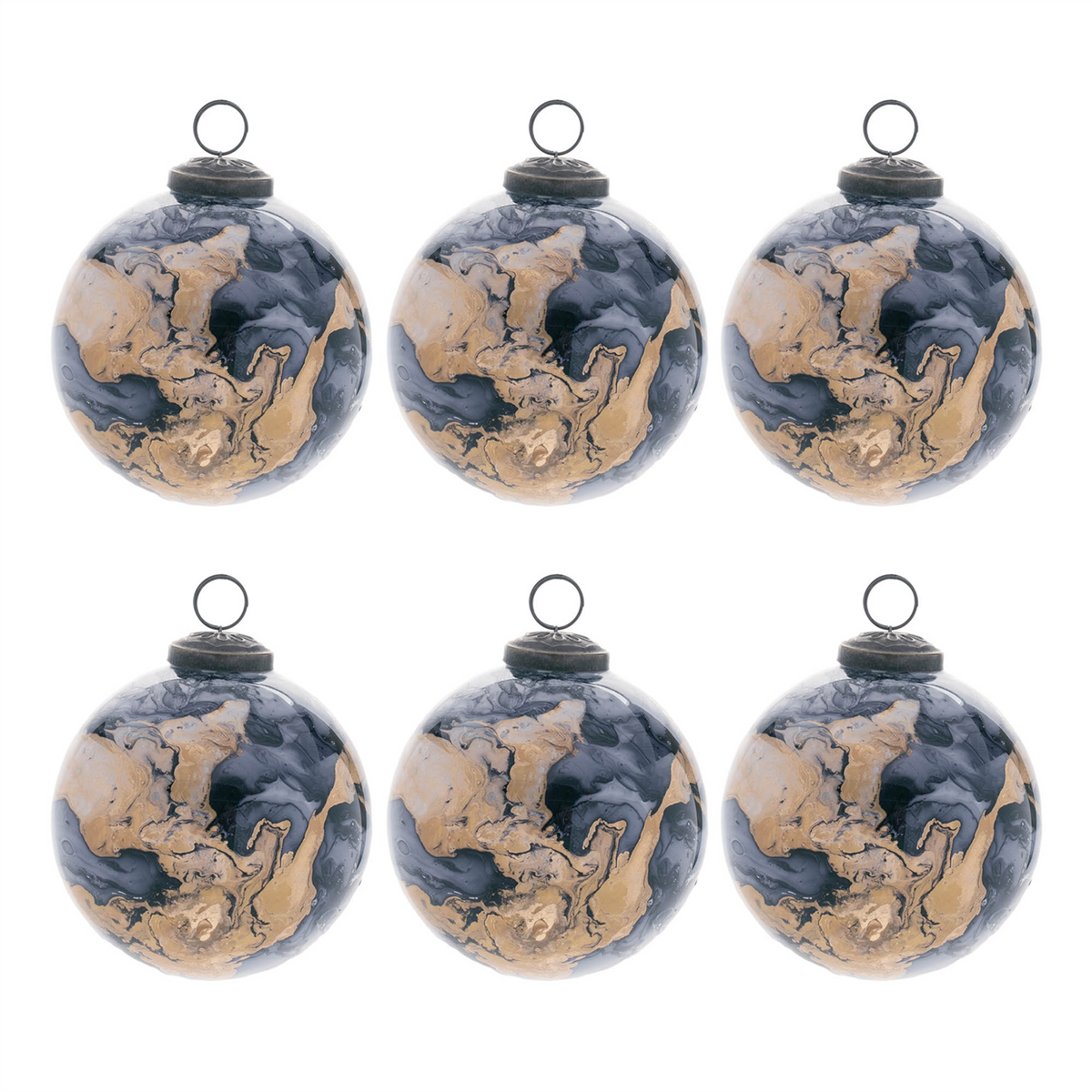 Ball Ornament (Set of 6) 4”D Glass -Ship Only