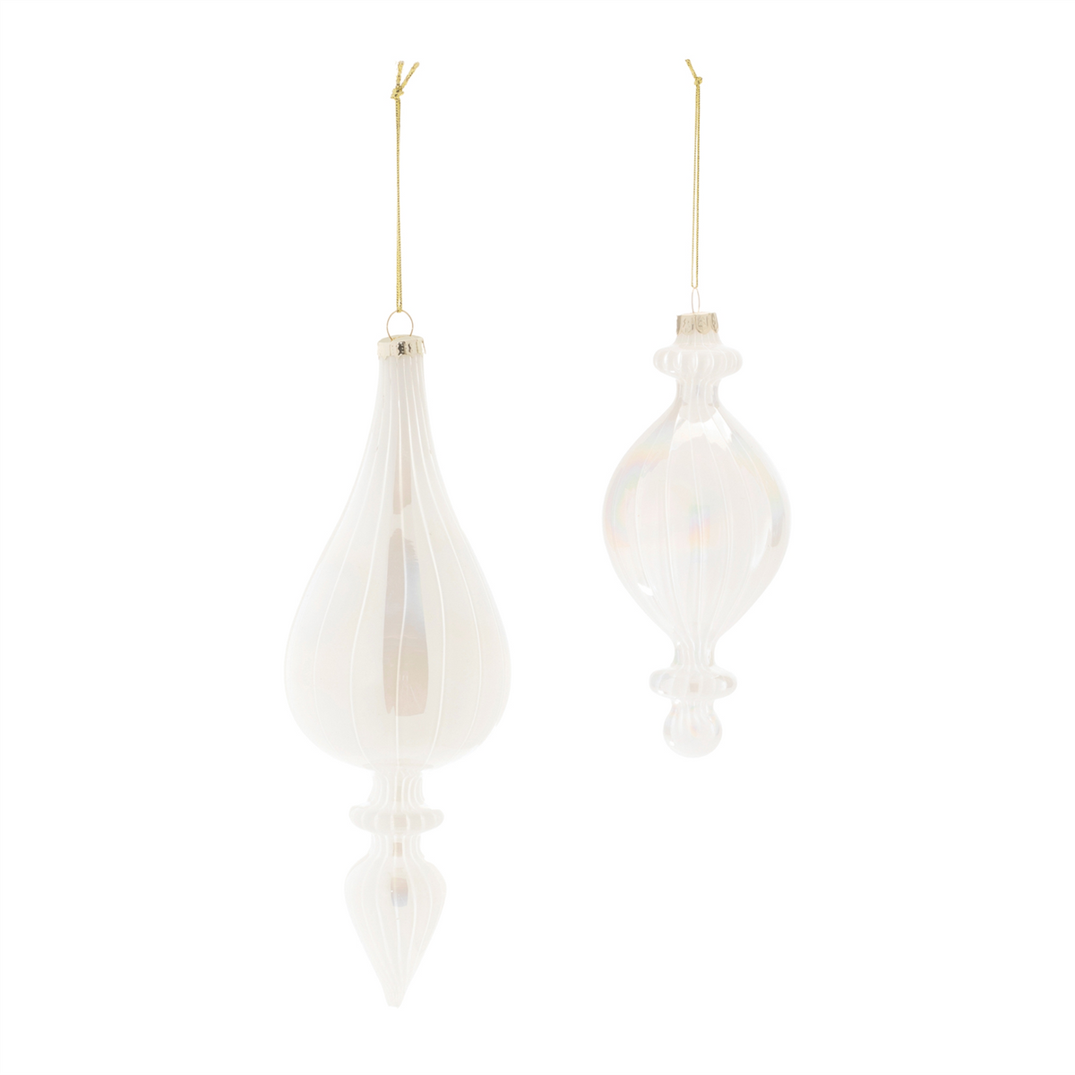 Iridescent Glass Finial Ornament (Set of 6)