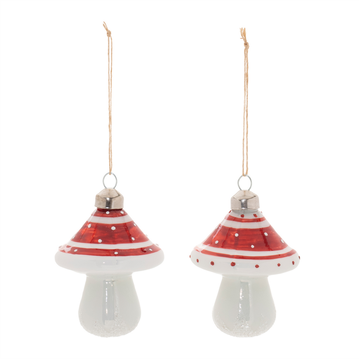 Glittered Glass Mushroom Ornament (Set of 6)