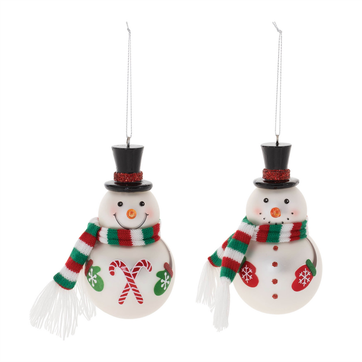Snowman Ornament (Set of 6) 4.5”H Glass/Fabric -Ship Only