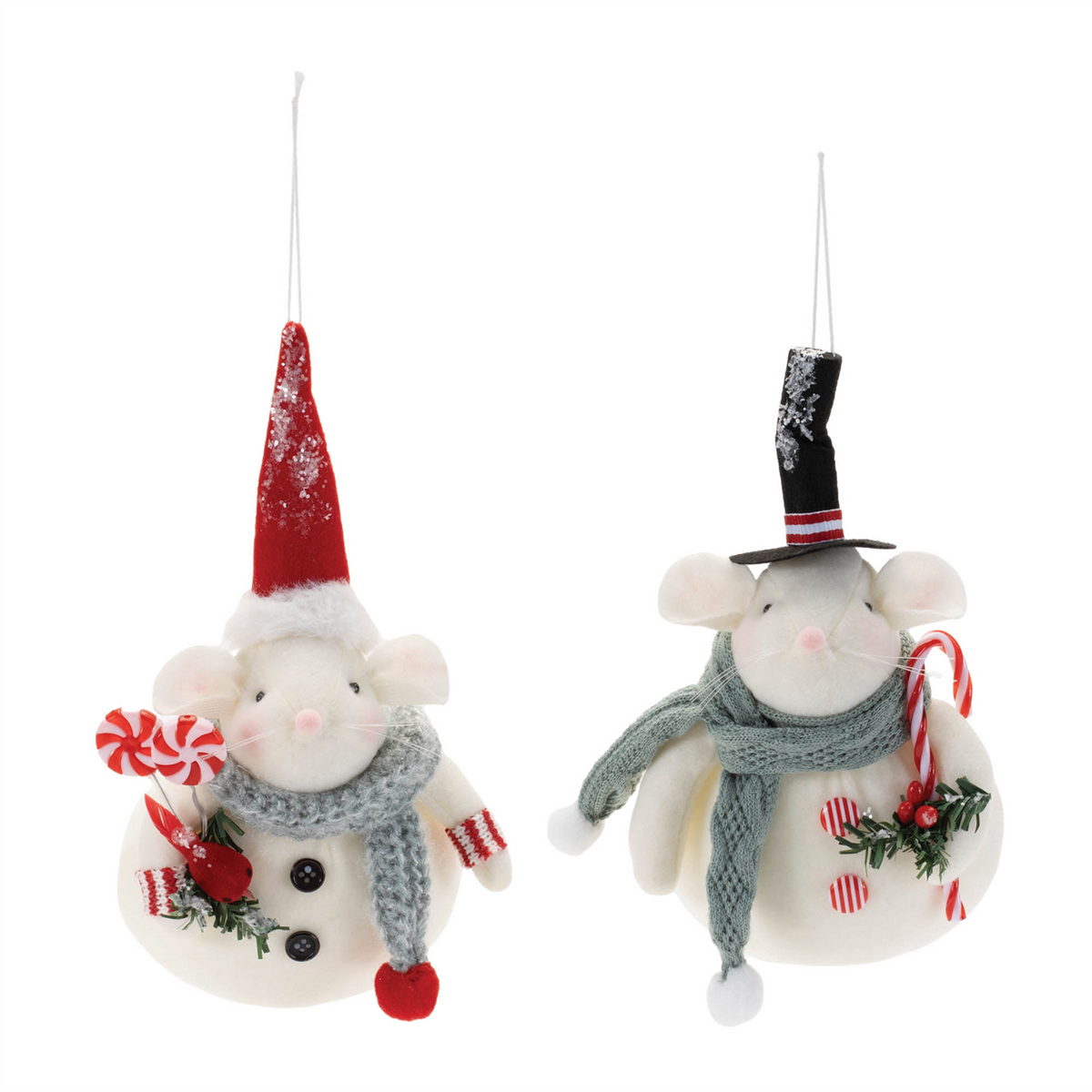 Mouse Ornament (Set of 12) 6.5"H, 7.5"H Polyester -Ship Only