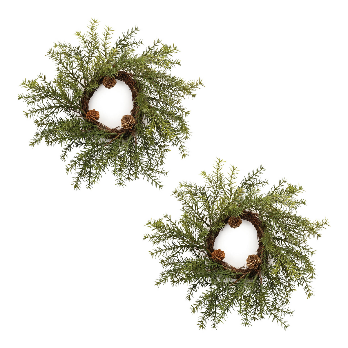 Pine Wreath (Set of 2) 12”D Plastic -Ship Only