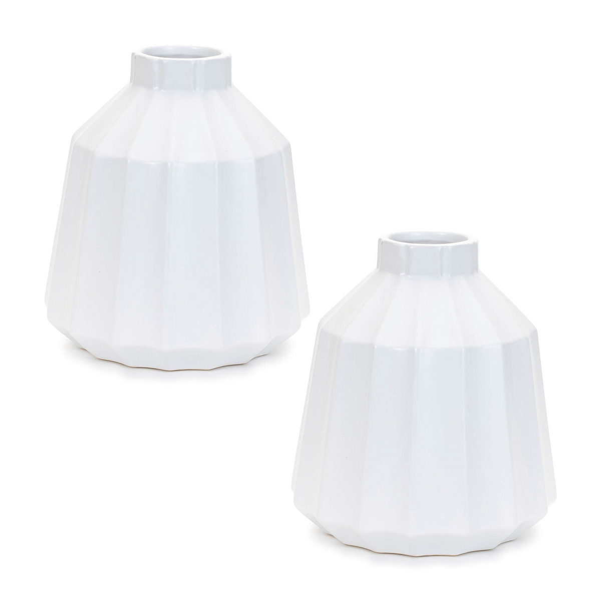 Ribbed Ceramic Vase (Set of 2) -Ship Only