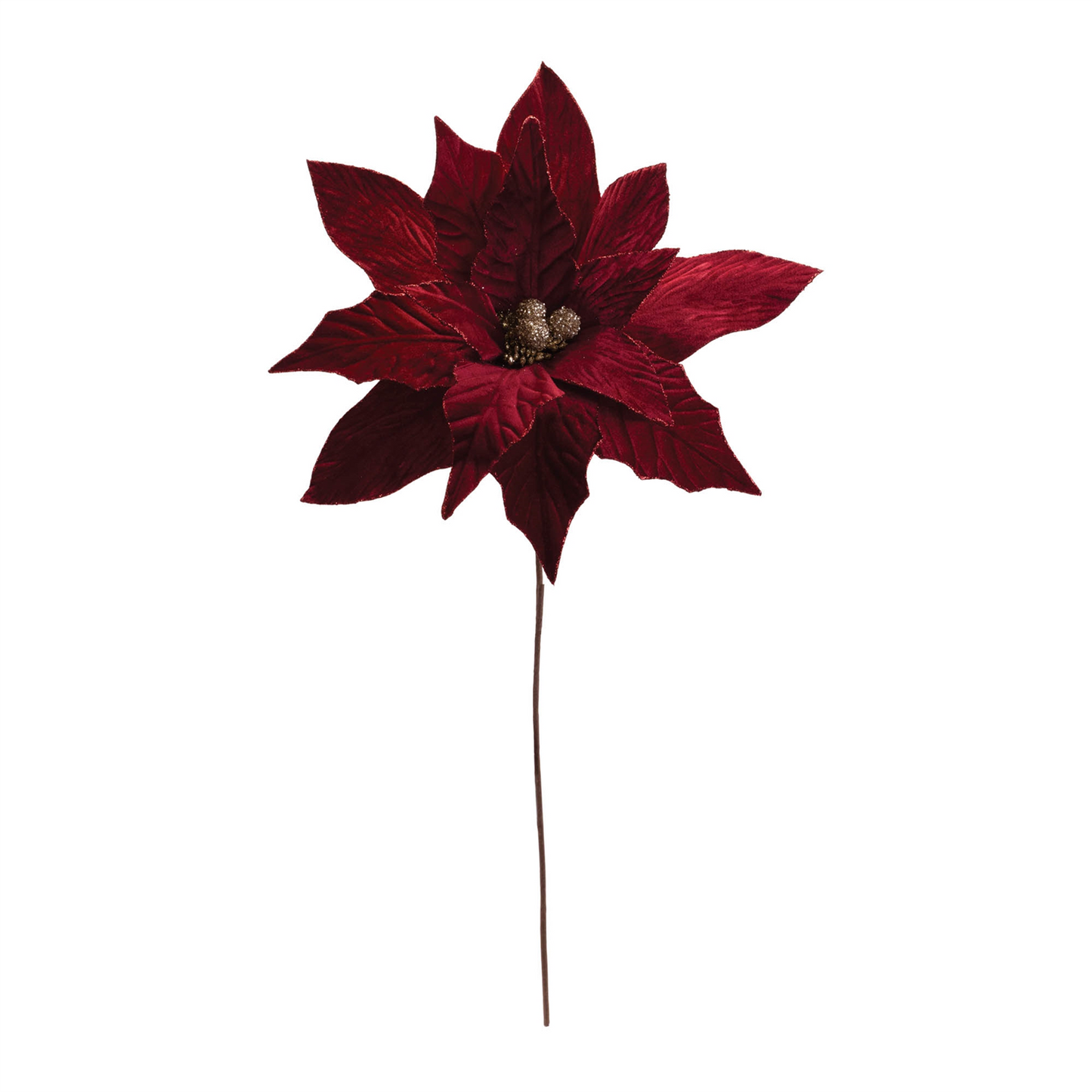 Glittered Poinsettia Flower Stem (Set of 6)