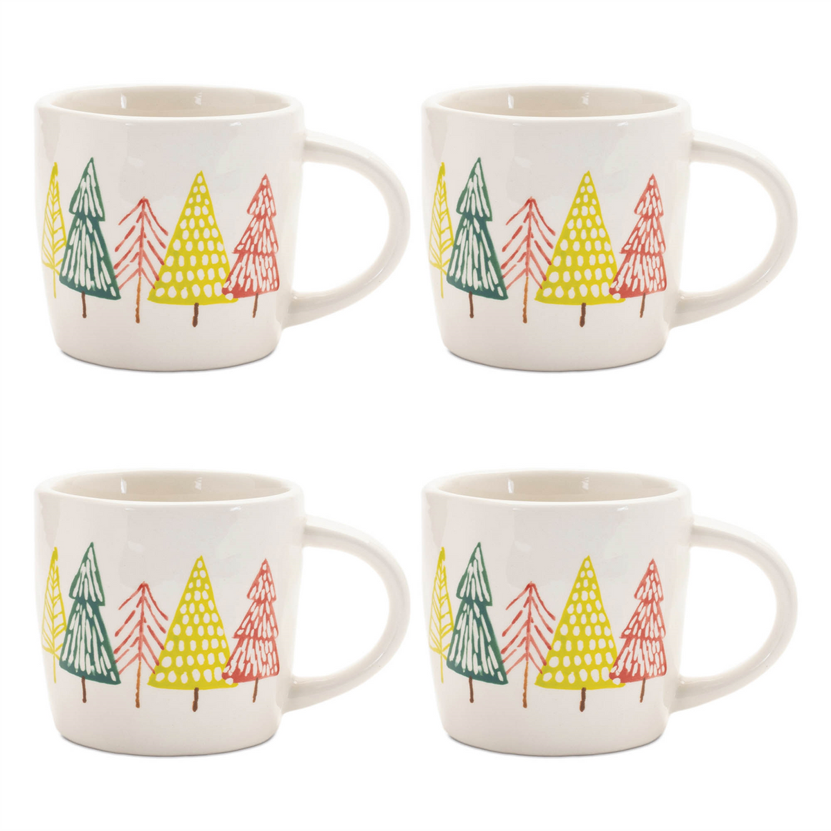 Ceramic Pine Tree Print Mug (Set of 4) -Ship Only