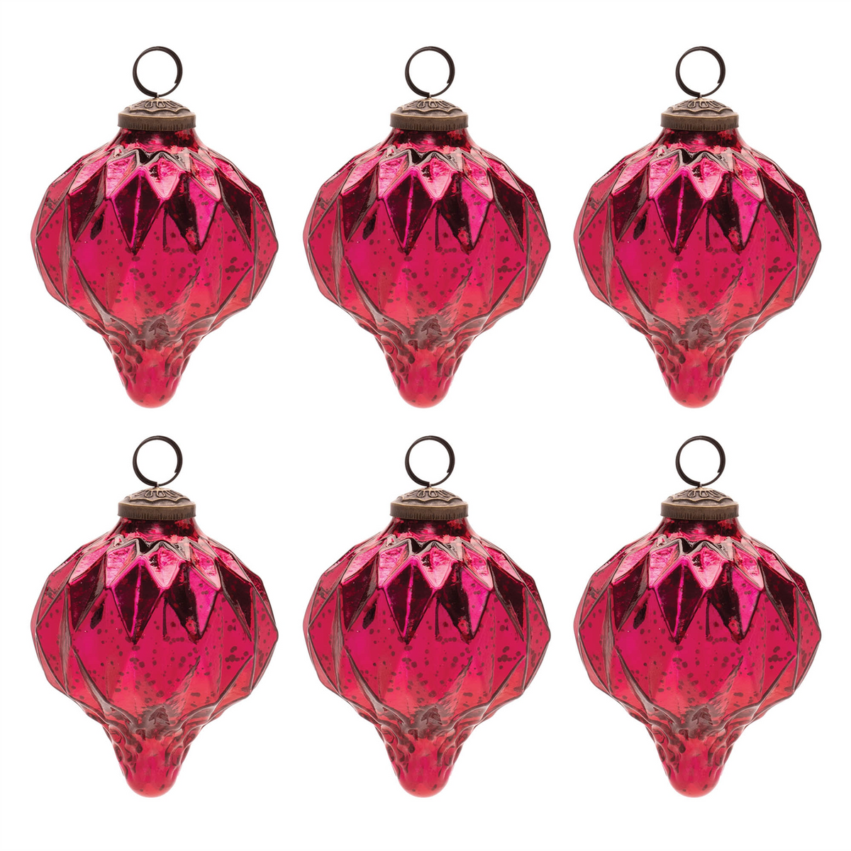 Harliquin Mercury Glass Onion Ornament (Set of 6) -Ship Only