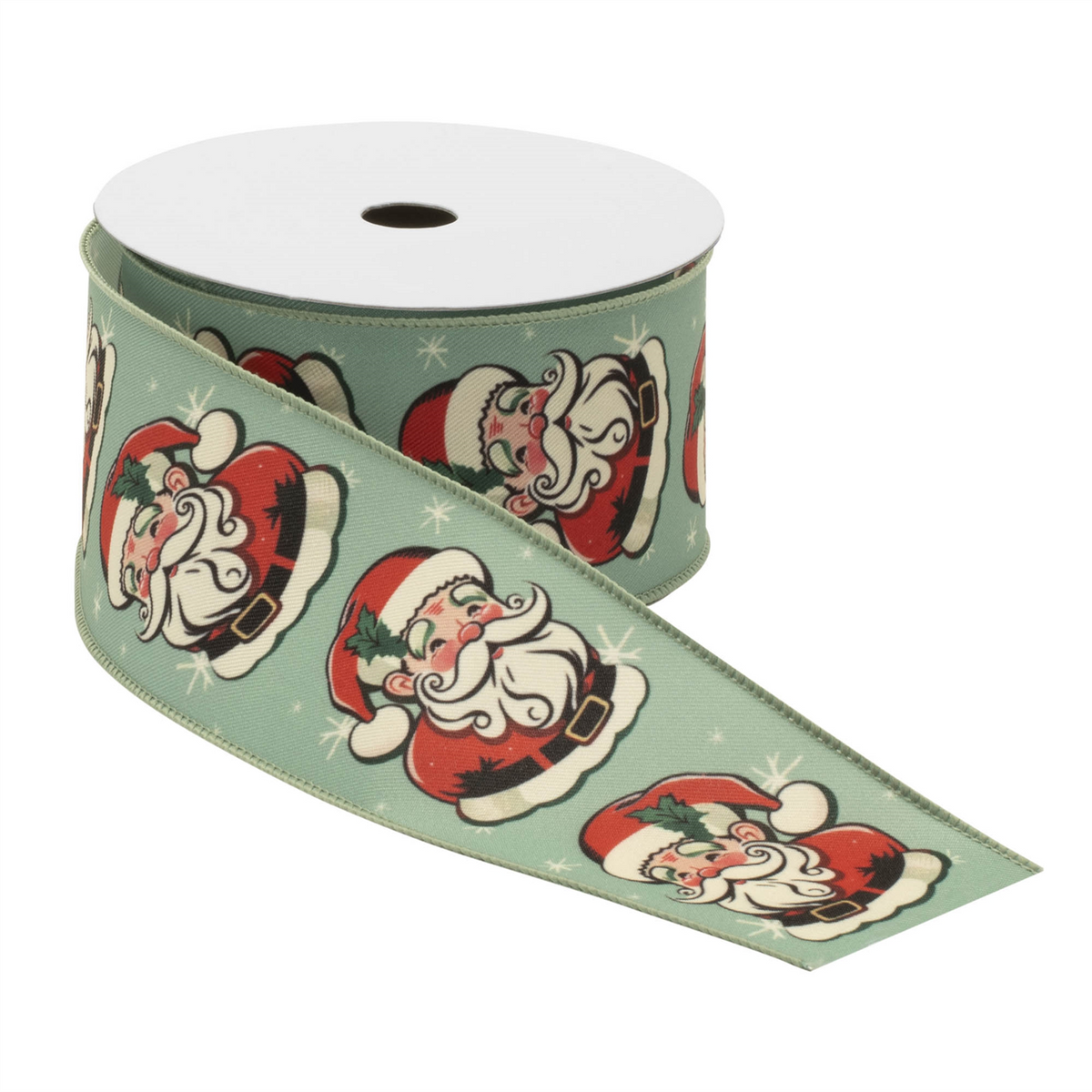 Nostalgic Santa Print Wired Ribbon (Set of 2) -Ship Only