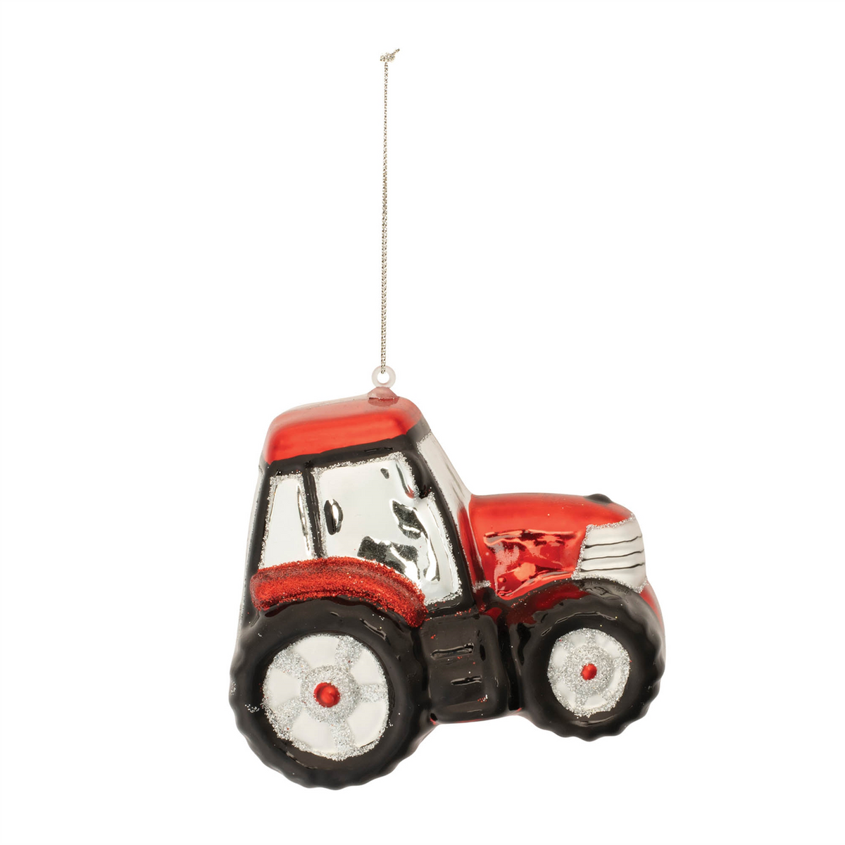 Glittered Glass Tractor Ornament (Set of 6) -Ship Only