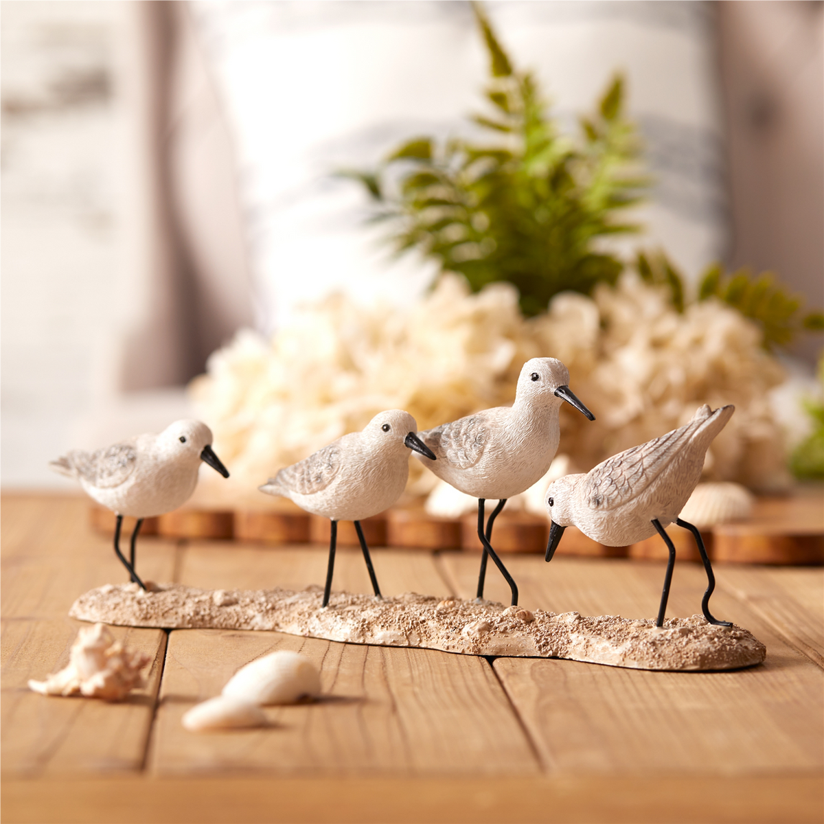 Sea Birds on Beach (Set of 2) 12"L x 3.25"H Resin/Metal -Ship Only
