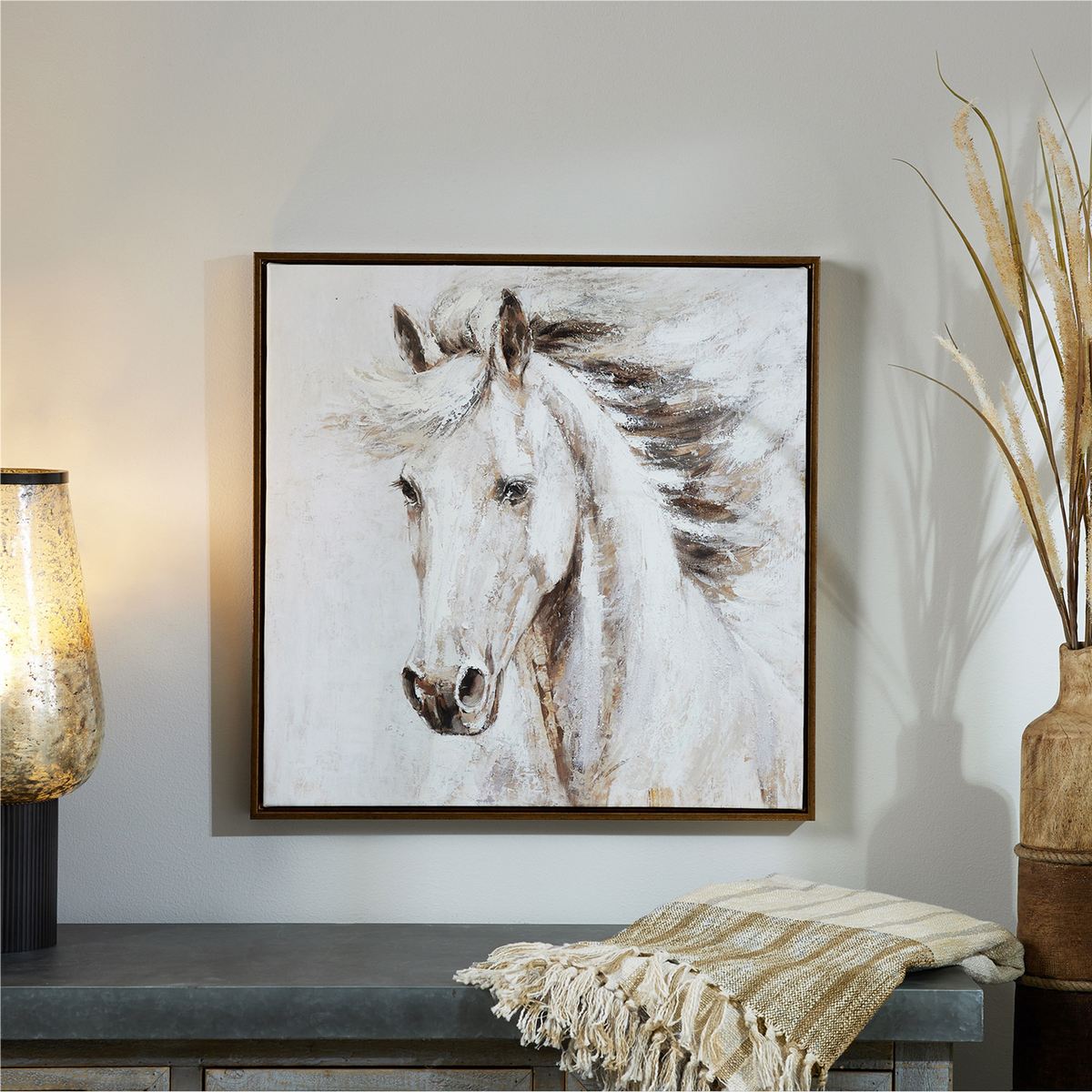 Framed Horse Canvas Art 24"SQ -Ship Only